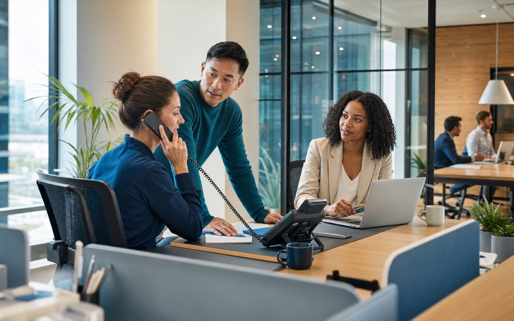 Office professionals using Brightlane Voice Business for everyday business communications