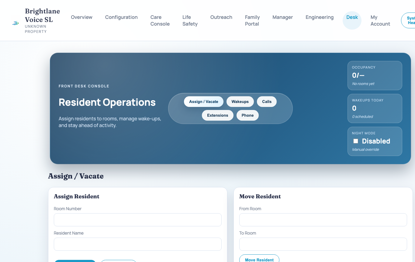 Senior living desk screenshot