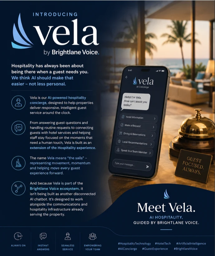 Introducing Vela, the Brightlane Voice AI-assisted hospitality concierge